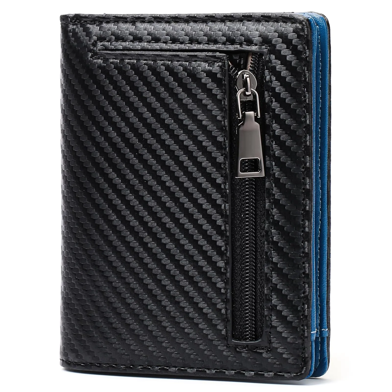 GAEKEAO Portafoglio da Uomo Sottile a Doppia Funzione con Blocco RFID, Porta Carte di Credito in Vera Pelle, Minimalista, con Tasca Frontale e Cerniera per Portamonete, 3.78 x 0.6 x 4.61 inches - immagine 1