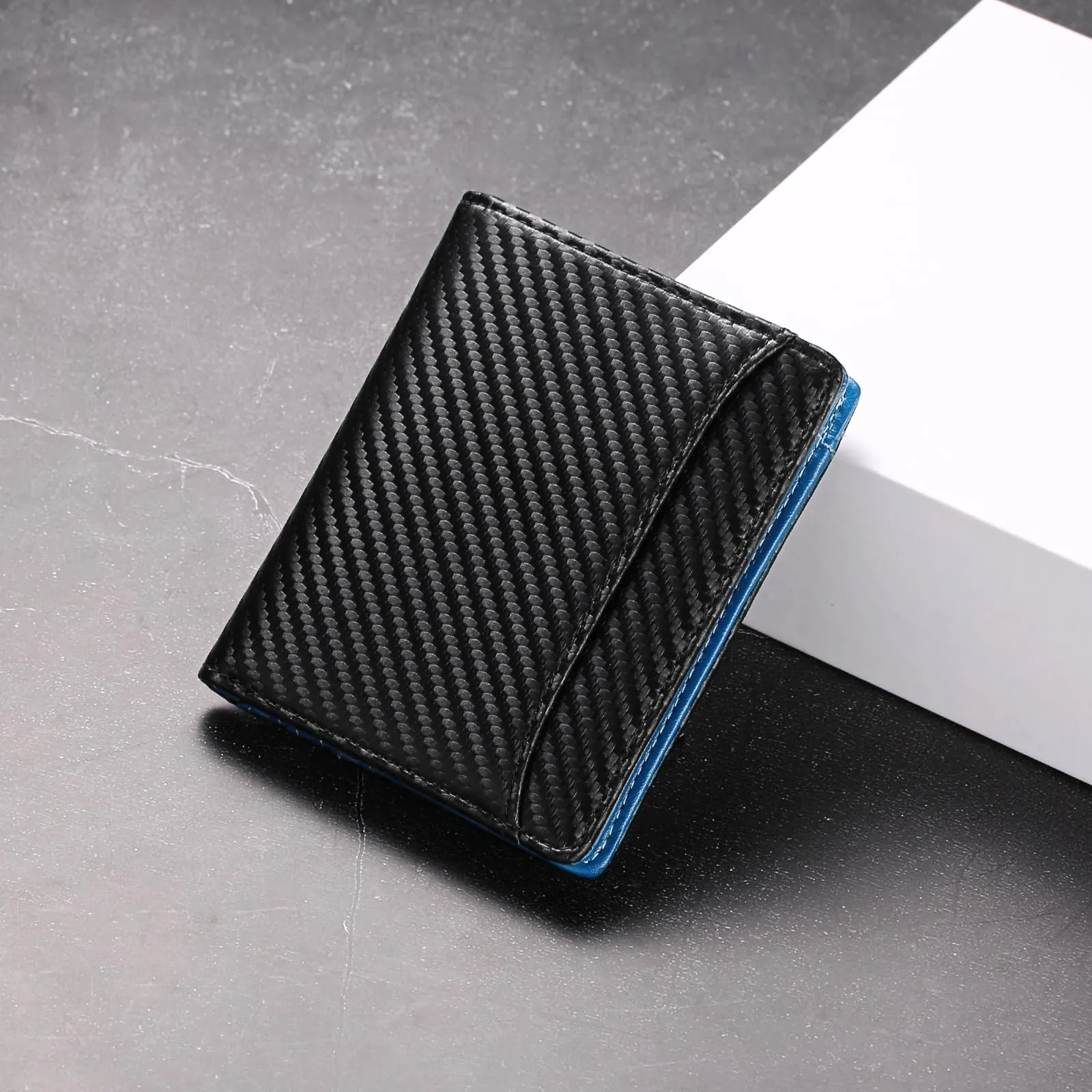 GAEKEAO Portafoglio da Uomo Sottile a Doppia Funzione con Blocco RFID, Porta Carte di Credito in Vera Pelle, Minimalista, con Tasca Frontale e Cerniera per Portamonete, 3.78 x 0.6 x 4.61 inches - immagine 8