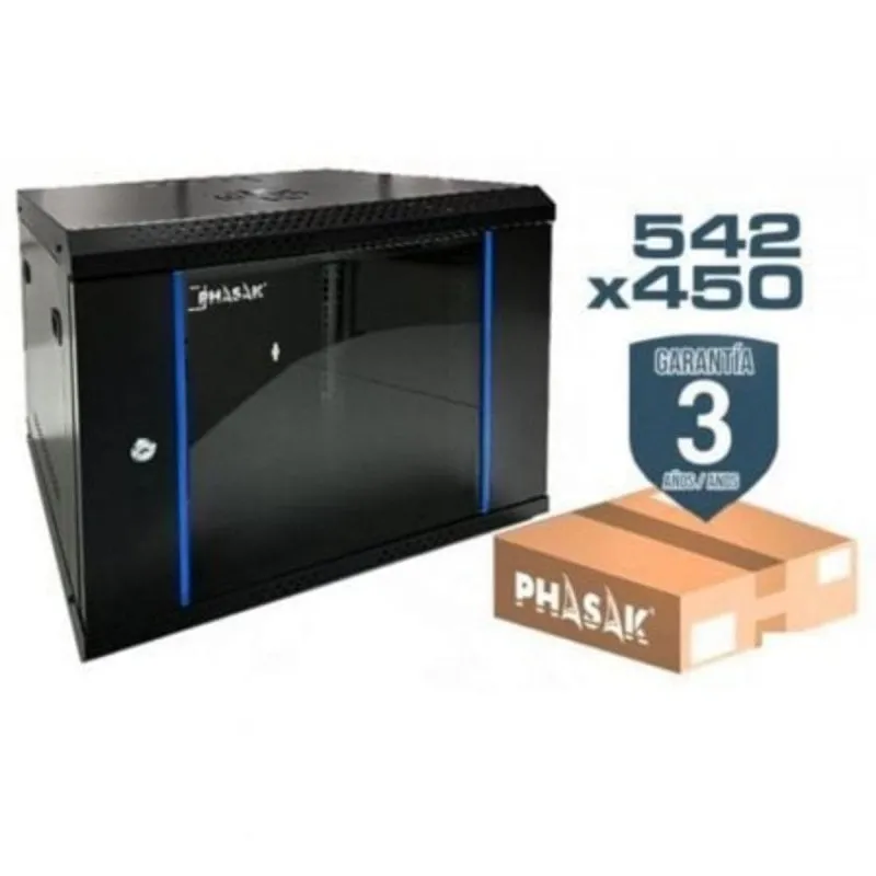 Armadio Rack Muro Phasak PHO 2216D 19" 16U Nero Armadio Rack Muro Phasak PHO 2216D 19" 16U Nero - immagine 1