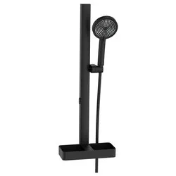 Set saliscendi con doccia monogetto con portasapone (70,5cm) ZENO Nero opaco SAPSAL0183NE - immagine 1