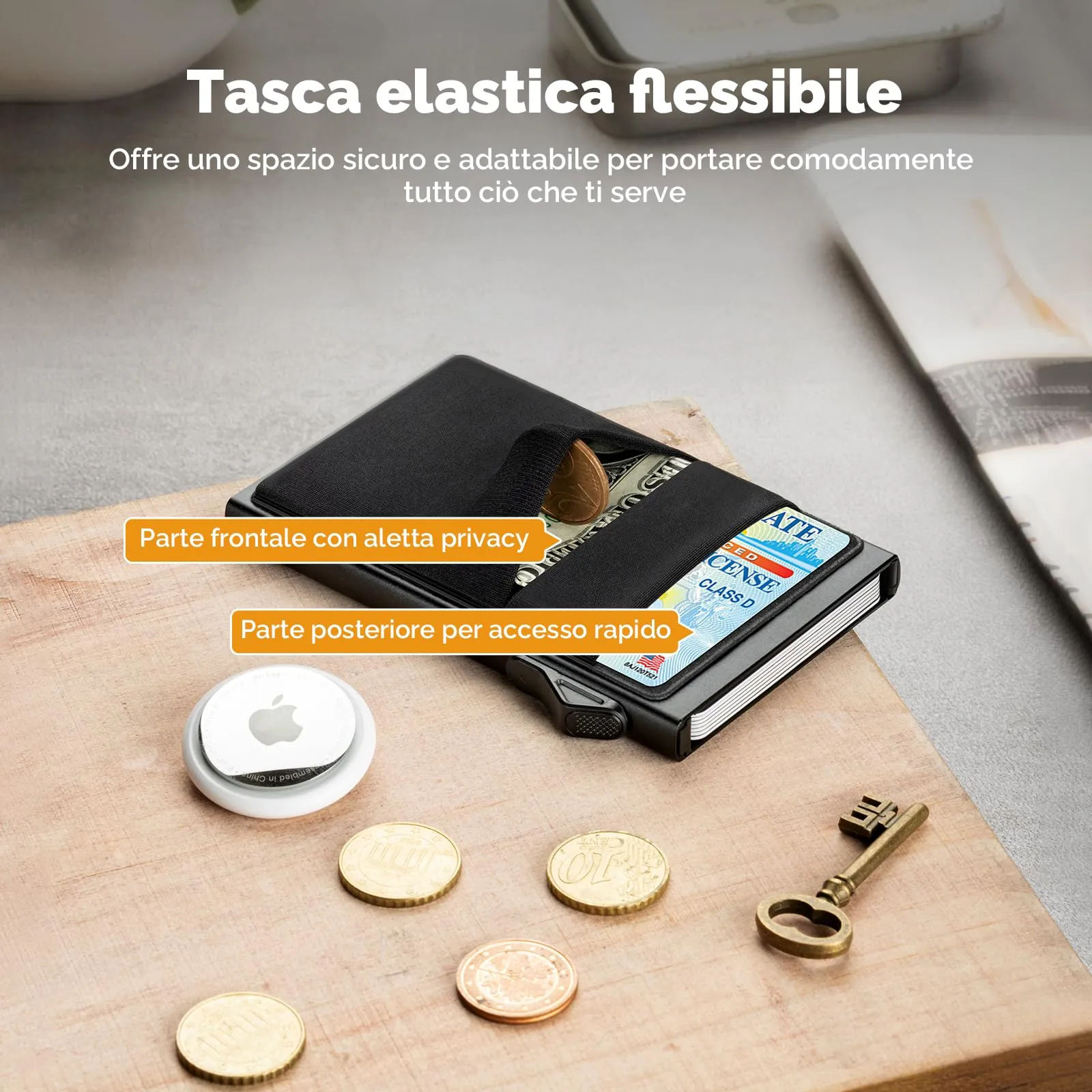 YESIIW Porta carte Uomo Slim Donna - Portafoglio Porta Carte Di Credito Protezione RFID - Portacarte Mini Portatessere tascabile smart schermato | Portamonete Box Regalo (Nero) - immagine 9