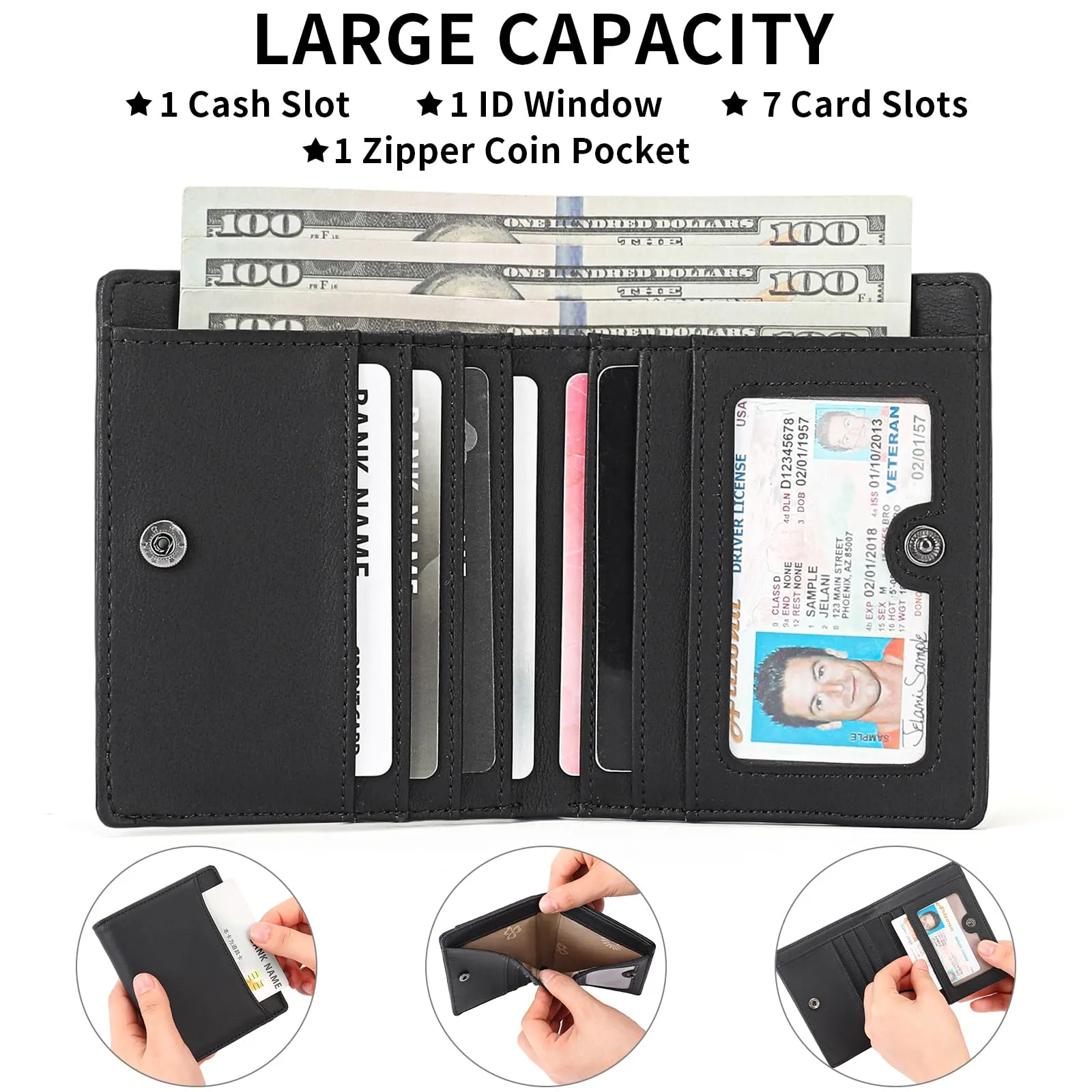 GAEKEAO Portafoglio Uomo Piccolo Portamonete con Protezione RFID slim 8 Porta Carte di Credito mini portafoglio uomo Pelle - immagine 2