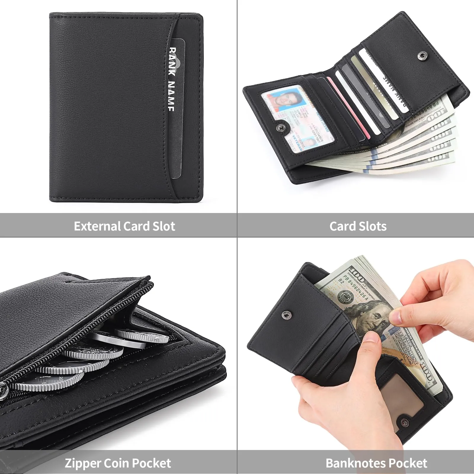 GAEKEAO Portafoglio Uomo Piccolo Portamonete con Protezione RFID slim 8 Porta Carte di Credito mini portafoglio uomo Pelle - immagine 5