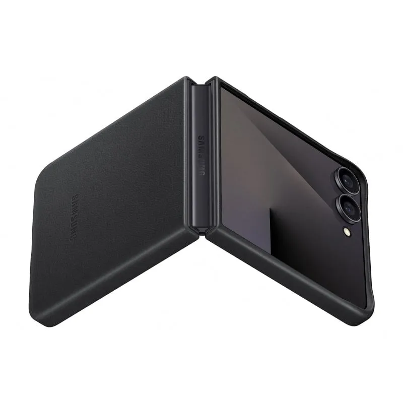 Custodia in pelle vegana nera per Samsung Z Flip7 - immagine 1