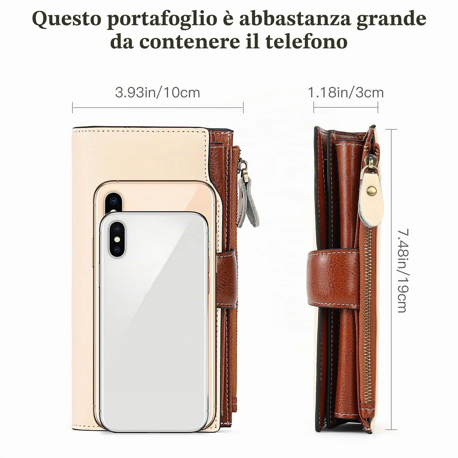 SENDEFN Portafoglio Donna Grande Capacità Pelle RFID Portamonete Donna,con 20 Titolari di Carta Cerniera Portafoglio - immagine 5