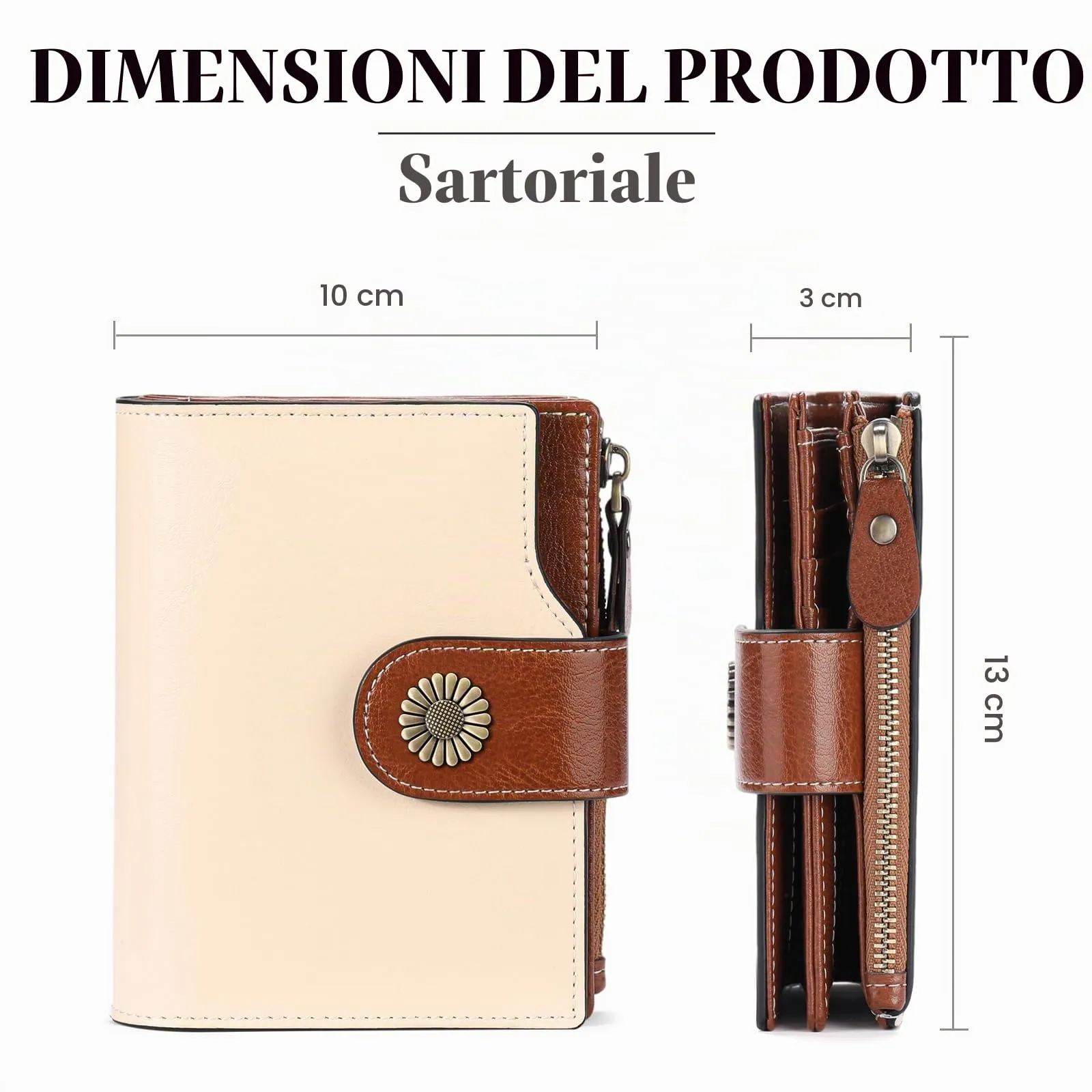 SENDEFN Portafoglio Donna Pelle con Bloccaggio RFID Piccolo Portamonete Donna, 10 Scomparti per Carte con 2 Finestra di Identificazione e 1 Tasca con Cerniera - immagine 3