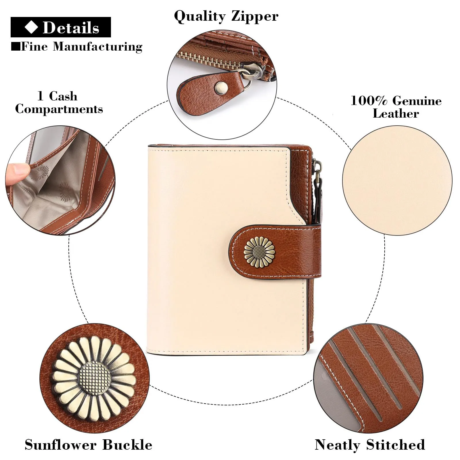 SENDEFN Portafoglio Donna Pelle con Bloccaggio RFID Piccolo Portamonete Donna, 10 Scomparti per Carte con 2 Finestra di Identificazione e 1 Tasca con Cerniera - immagine 6