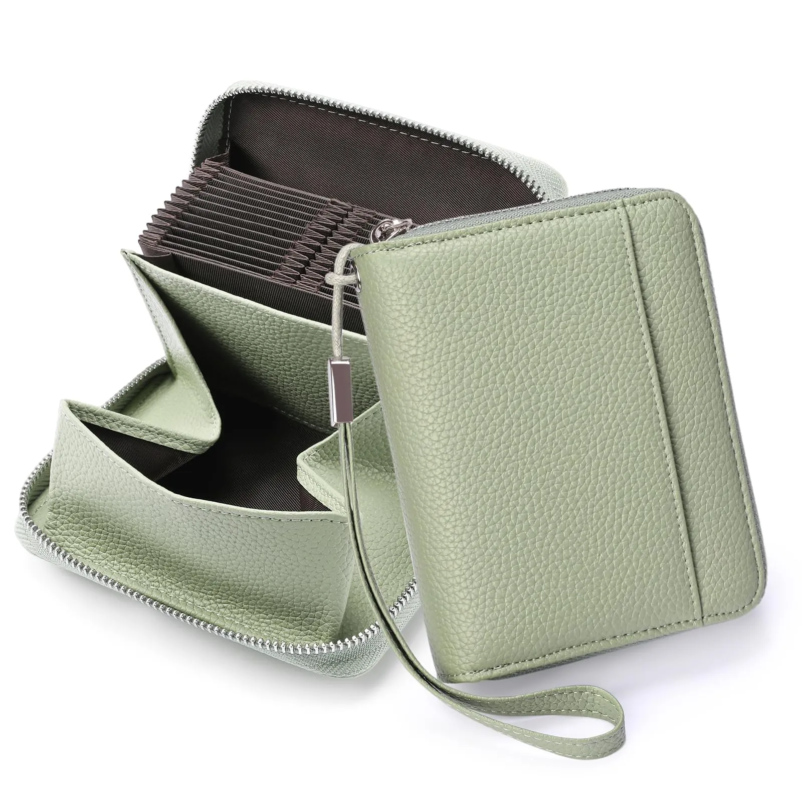 SENDEFN Portafoglio Donna in Pelle Cerniera Portamonete Piccolo Portafogli con Blocco RFID Porta Tessere Porta Carte di Credito Donna con 24 Scomparti per Carte - immagine 1