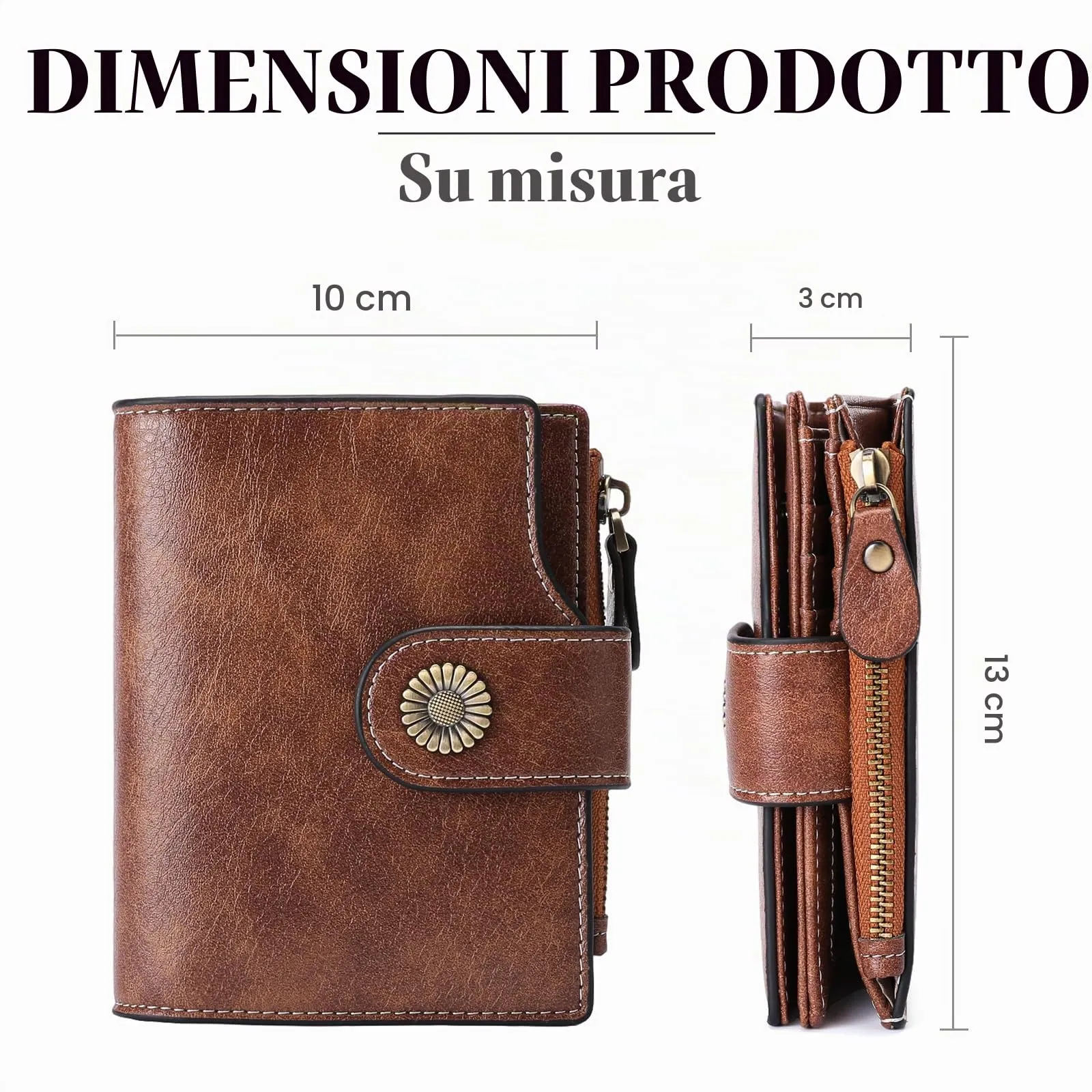 SENDEFN Portafoglio Donna Pelle con Bloccaggio RFID Piccolo Portamonete Donna, 10 Scomparti per Carte con 2 Finestra di Identificazione e 1 Tasca con Cerniera - immagine 3