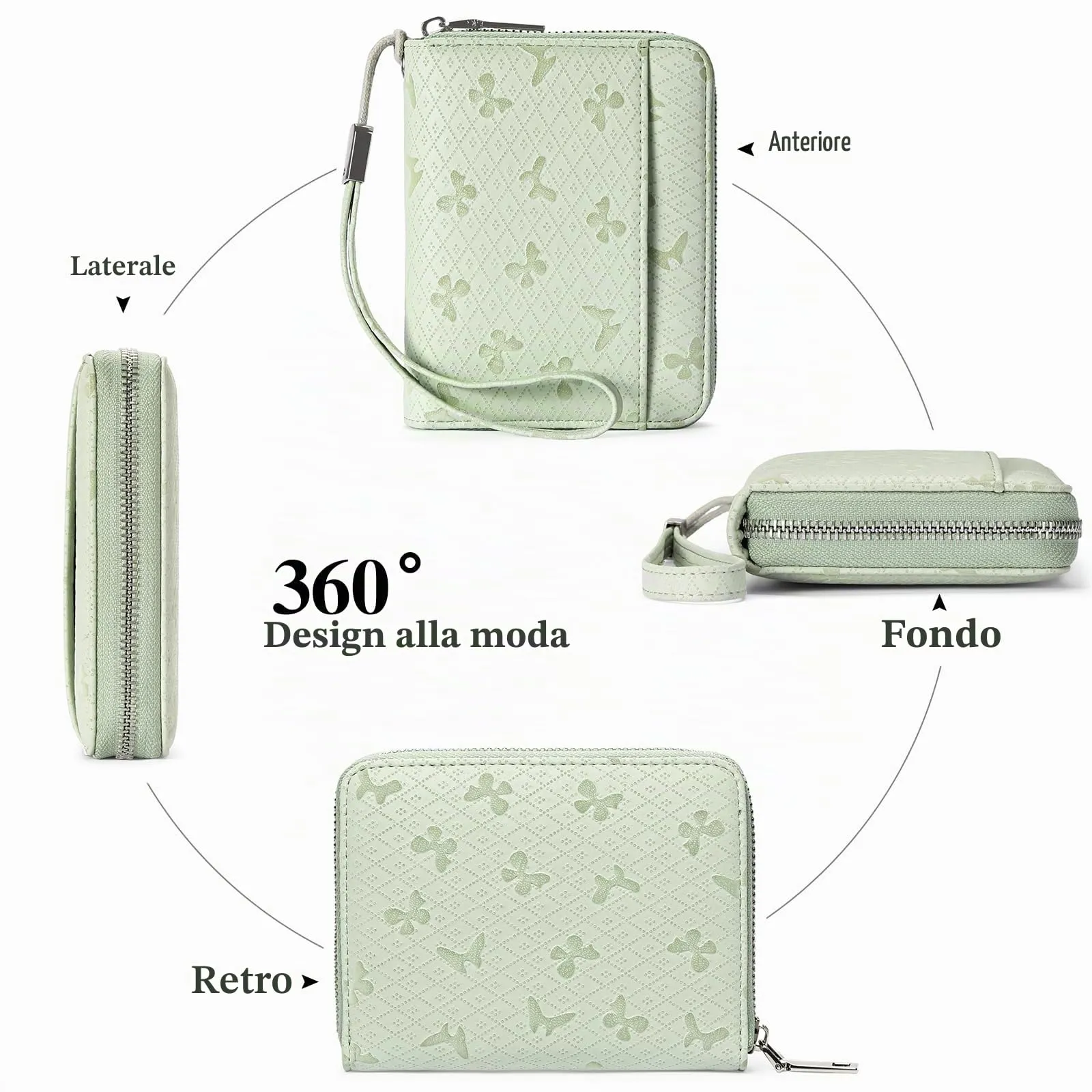 SENDEFN Portafoglio Donna in Pelle Cerniera Portamonete Piccolo Portafogli con Blocco RFID Porta Tessere Porta Carte di Credito Donna con 24 Scomparti per Carte - immagine 4