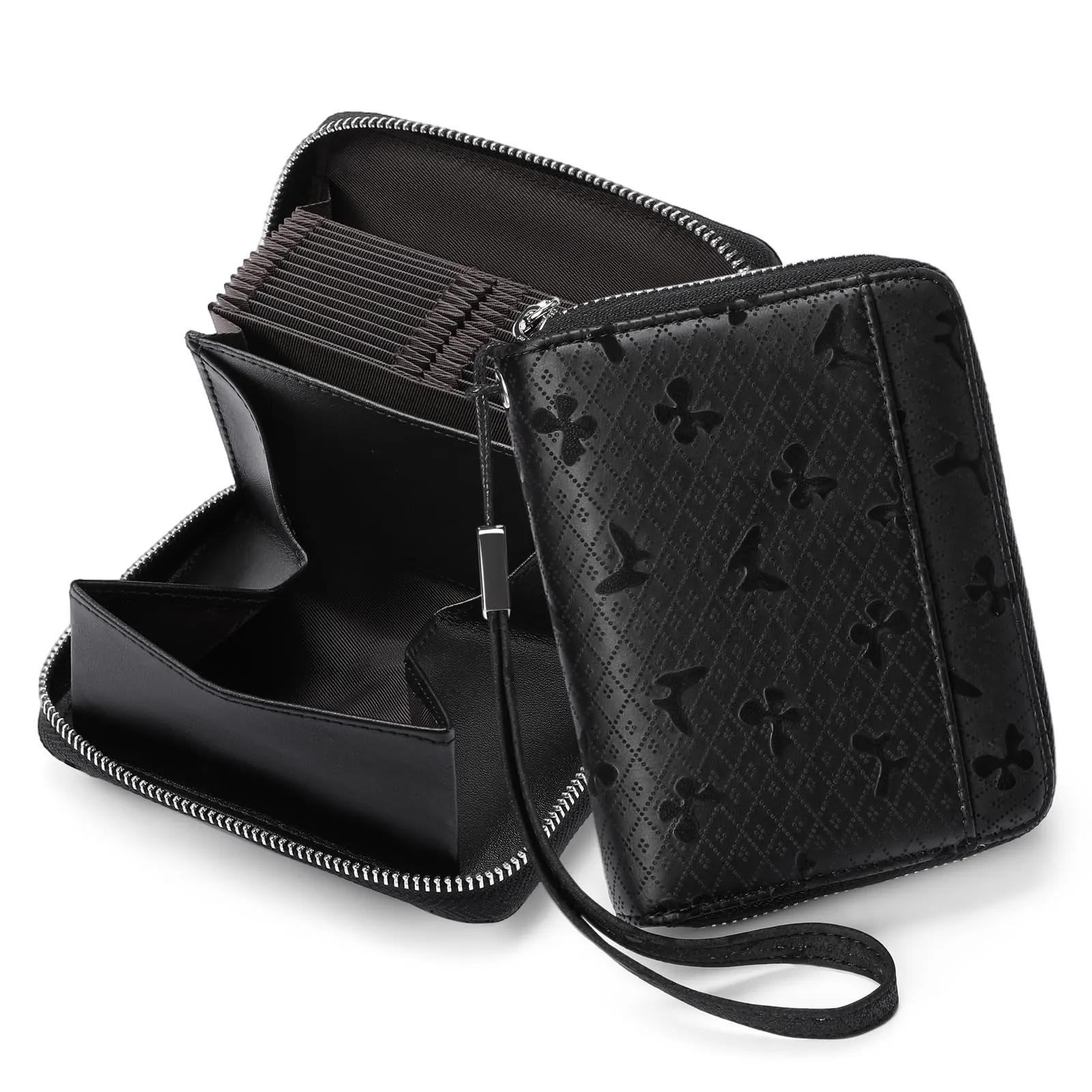 SENDEFN Portafoglio Donna in Pelle Cerniera Portamonete Piccolo Portafogli con Blocco RFID Porta Tessere Porta Carte di Credito Donna con 24 Scomparti per Carte - immagine 1