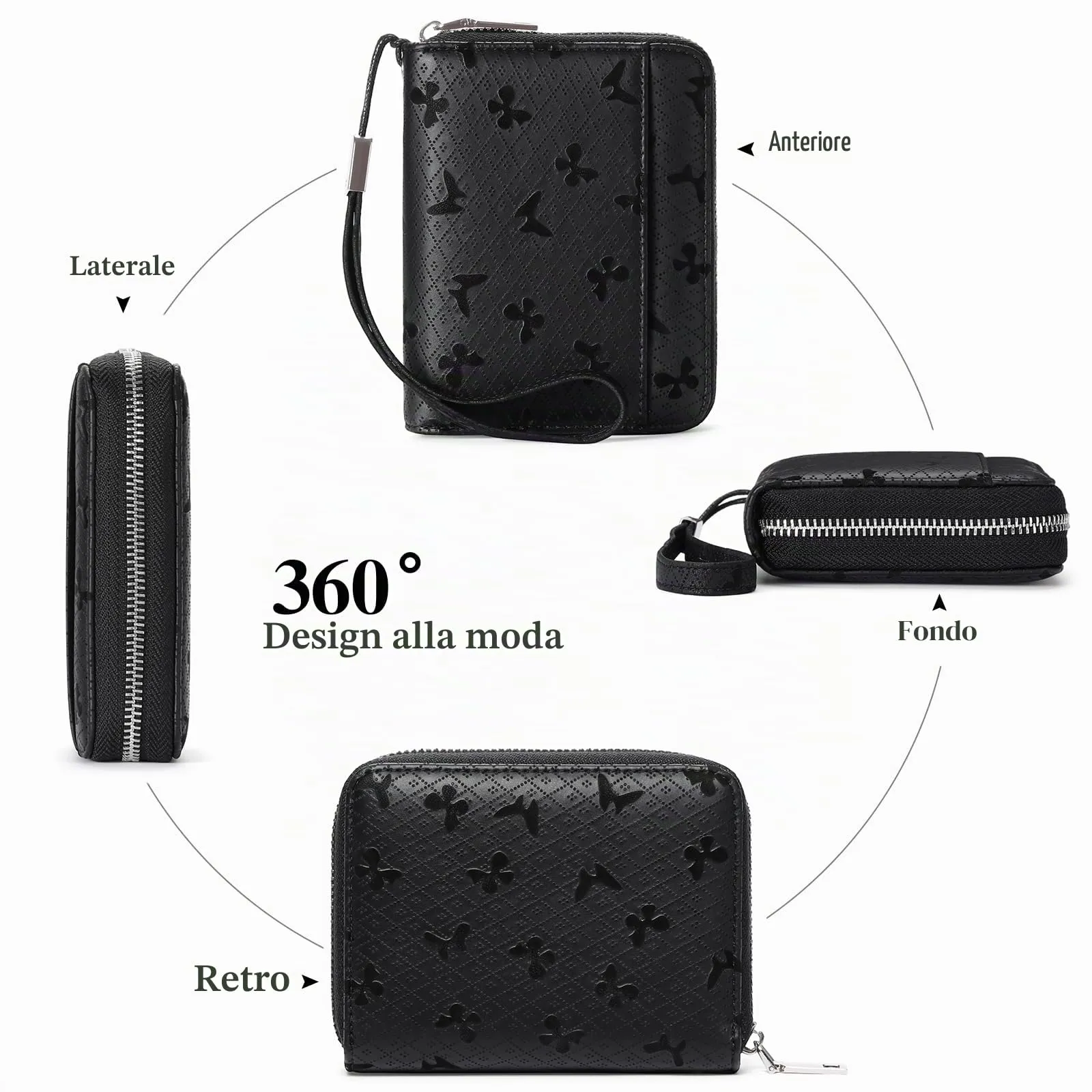 SENDEFN Portafoglio Donna in Pelle Cerniera Portamonete Piccolo Portafogli con Blocco RFID Porta Tessere Porta Carte di Credito Donna con 24 Scomparti per Carte - immagine 4