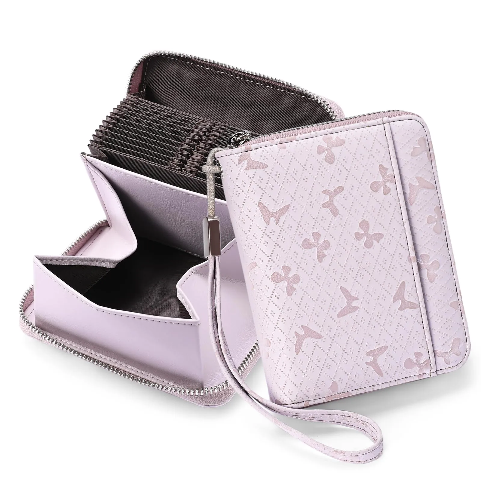 SENDEFN Portafoglio Donna in Pelle Cerniera Portamonete Piccolo Portafogli con Blocco RFID Porta Tessere Porta Carte di Credito Donna con 24 Scomparti per Carte - immagine 1