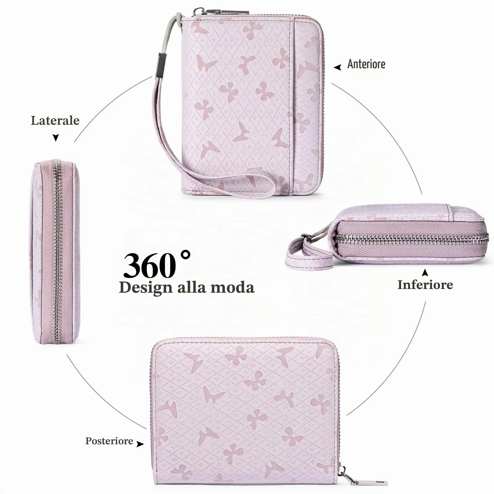 SENDEFN Portafoglio Donna in Pelle Cerniera Portamonete Piccolo Portafogli con Blocco RFID Porta Tessere Porta Carte di Credito Donna con 24 Scomparti per Carte - immagine 4