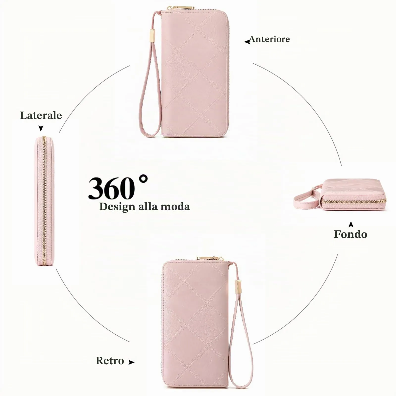 SENDEFN Portafoglio Donna Grande Capacità Pelle RFID Portamonete,con 20 Titolari di Carta Cerniera Portafoglio Donna - immagine 5
