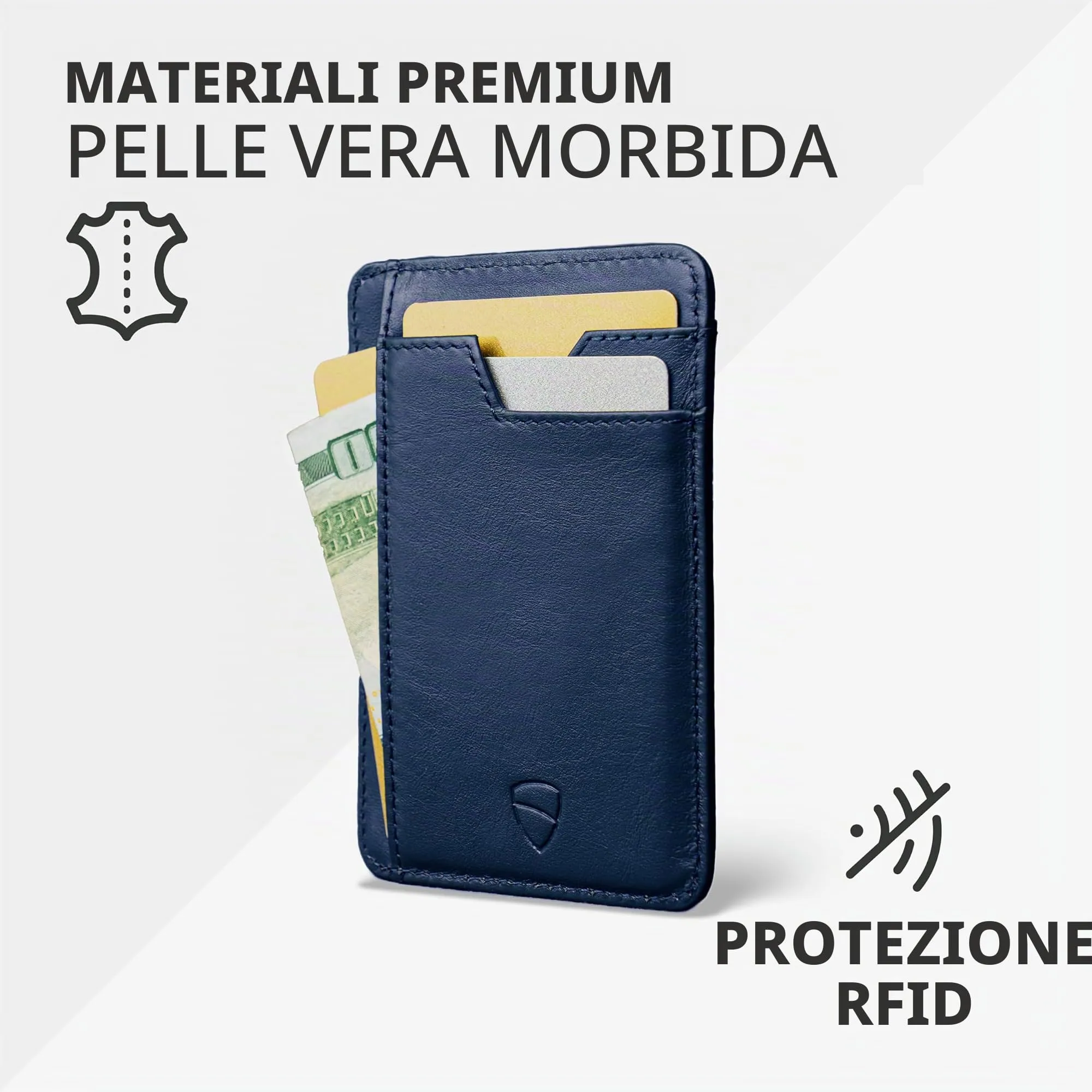 Vaultskin BRIXTON Portafoglio Slim Uomo in Pelle con RFID, Blu reale - immagine 3