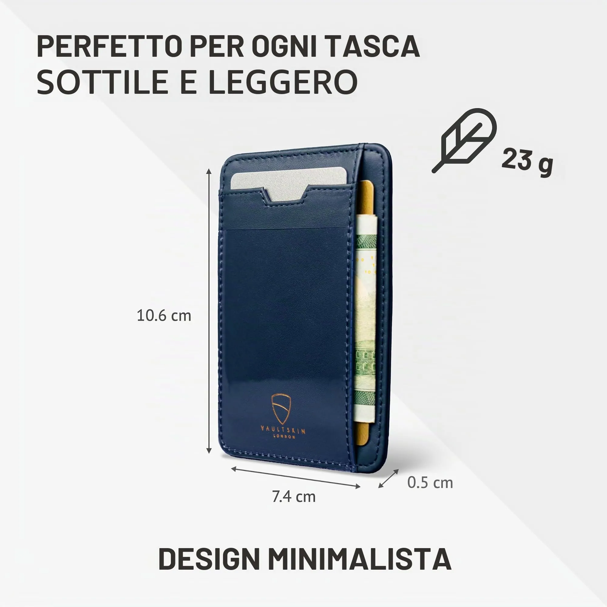 Vaultskin BRIXTON Portafoglio Slim Uomo in Pelle con RFID, Blu reale - immagine 4