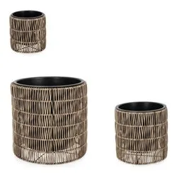 Set porta vasi piante 3 pz cilindri estraibili plastica AYUN Marrone 0790858 - immagine 1