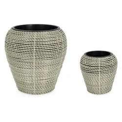 Set porta vasi piante 2 pz bombati estraibili plastica THANH Verde 0790847 - immagine 1