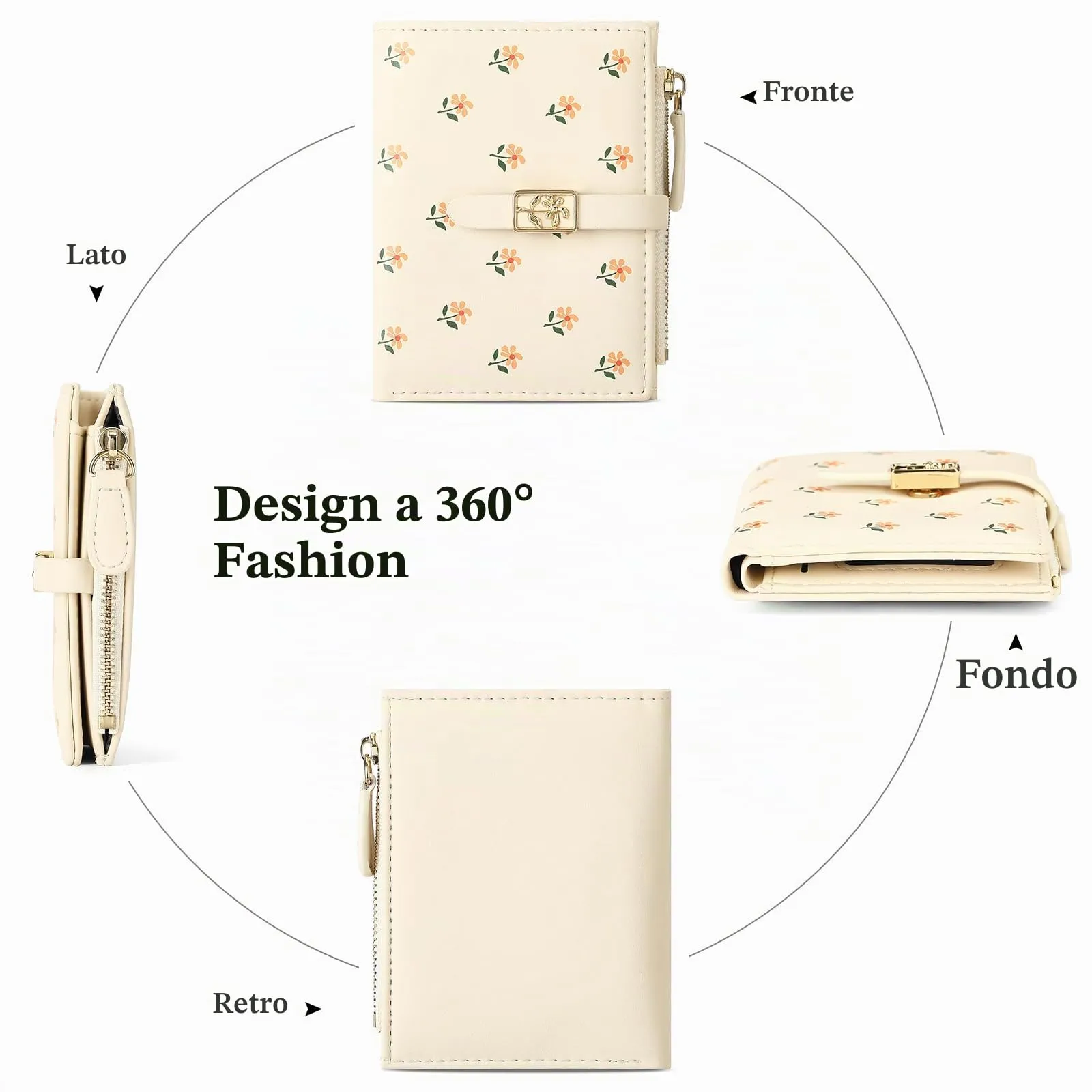 GOIACII Portafoglio Donna Piccolo Portamonete Cute Floral Corto con Porta Carte di Credito - immagine 4