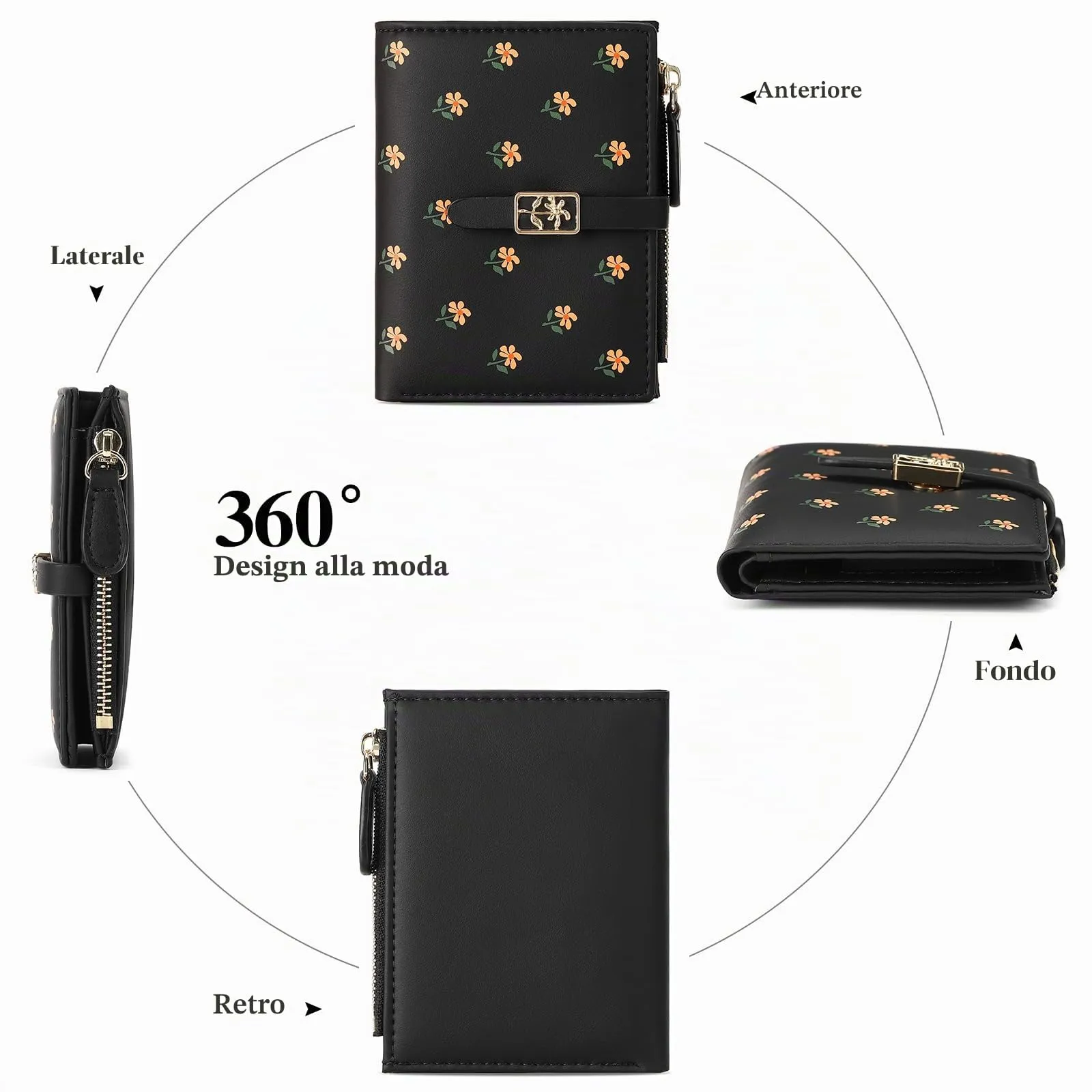GOIACII Portafoglio Donna Piccolo Portamonete Cute Floral Corto con Porta Carte di Credito - immagine 4