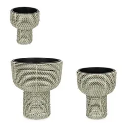 Set porta vasi piante 3 pz rialzati estraibili plastica THANH Verde 0790846 - immagine 1