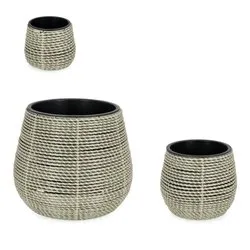 Set porta vasi piante 3 pz estraibili plastica THANH Verde 0790844 - immagine 1