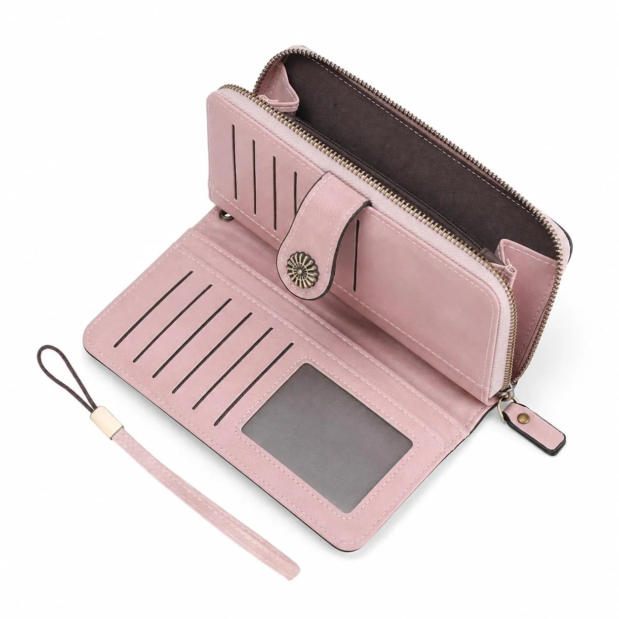 GOIACII Portafoglio Donna in Pelle PU con Blocco RFID Portafogli Grande Borsa Lunga da Donna Portamonete con 13 Scomparti per Carte - immagine 9