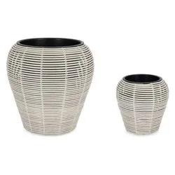 Set porta vasi piante 2 pz bombati estraibili plastica XIAN Grigio 0790867 - immagine 1