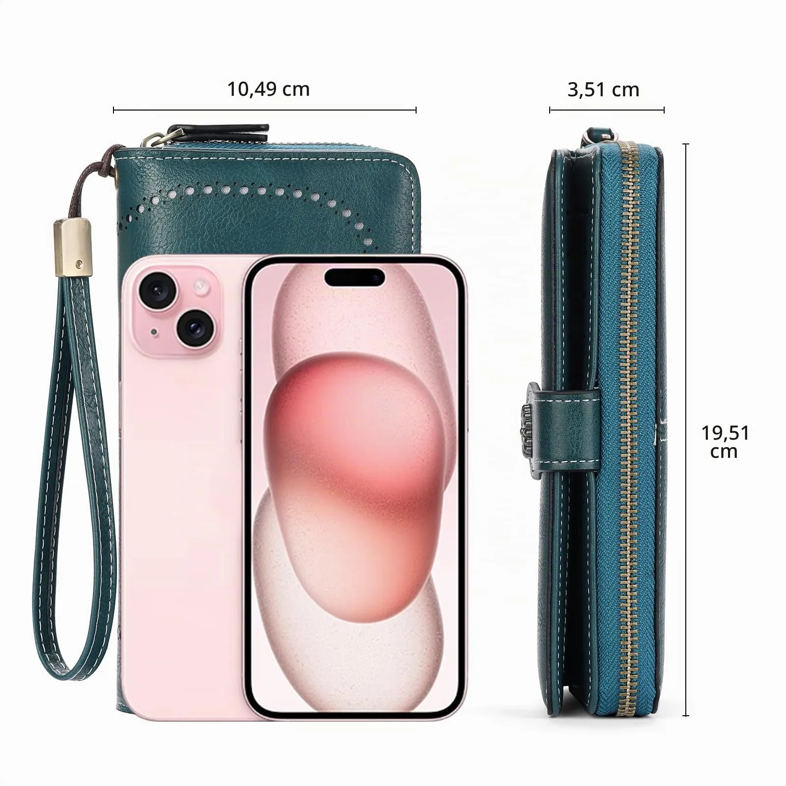 GOIACII Portafoglio Donna in Pelle PU con Blocco RFID Portafogli Grande Borsa Lunga da Donna Portamonete con 13 Scomparti per Carte - immagine 3
