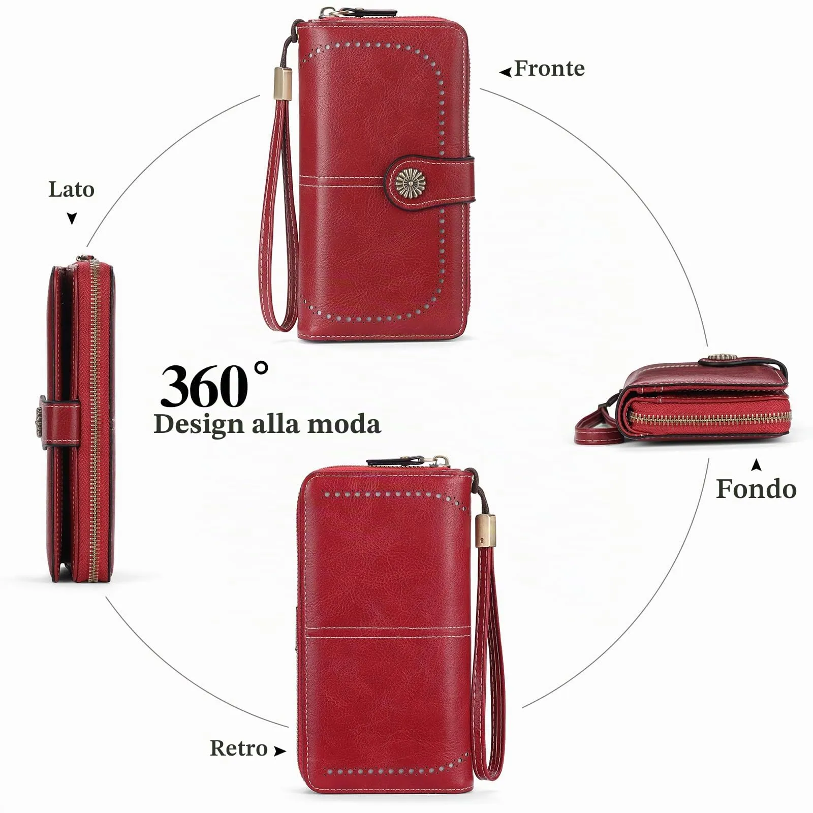 GOIACII Portafoglio Donna in Pelle PU con Blocco RFID Portafogli Grande Borsa Lunga da Donna Portamonete con 13 Scomparti per Carte - immagine 6