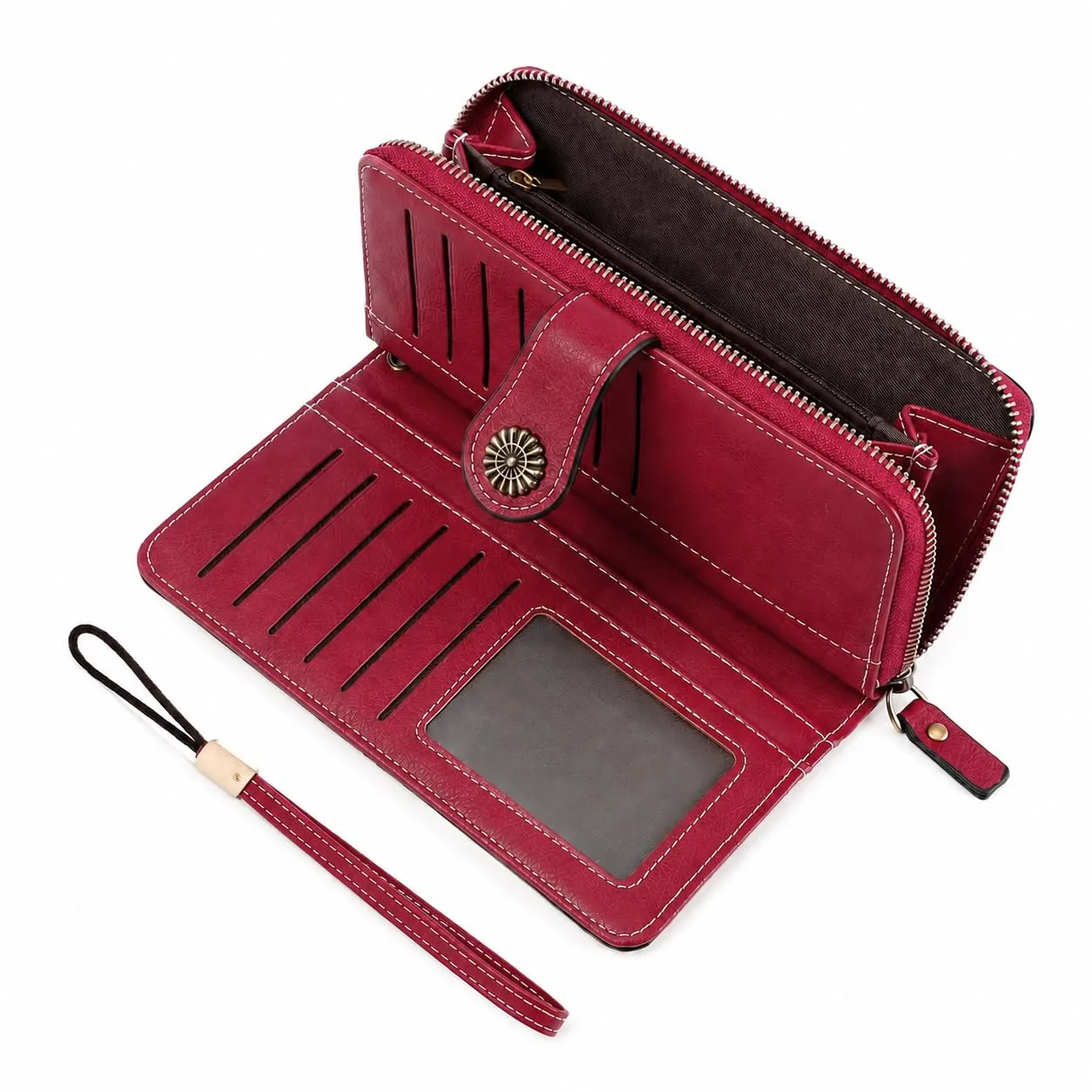 GOIACII Portafoglio Donna in Pelle PU con Blocco RFID Portafogli Grande Borsa Lunga da Donna Portamonete con 13 Scomparti per Carte - immagine 9