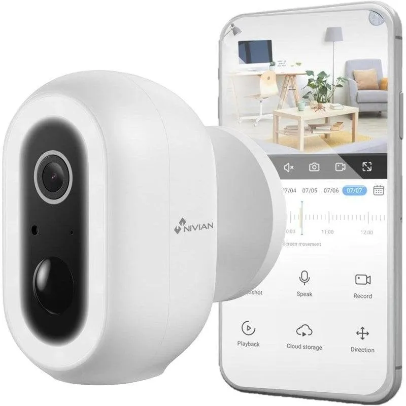 Videocamere di sorveglianza Nivian SMART 04-BAT 2K Visione Notturna Esterna IA Audio Bidirezionale Controllo Vocale Allarme - immagine 1