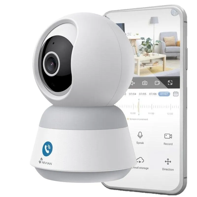 Videocamere di sorveglianza Nivian NVS-IPC-IS6-CALL QuadHD Visione Notturna Interna IA Controllo Vocale Audio Bidirezionale - immagine 1