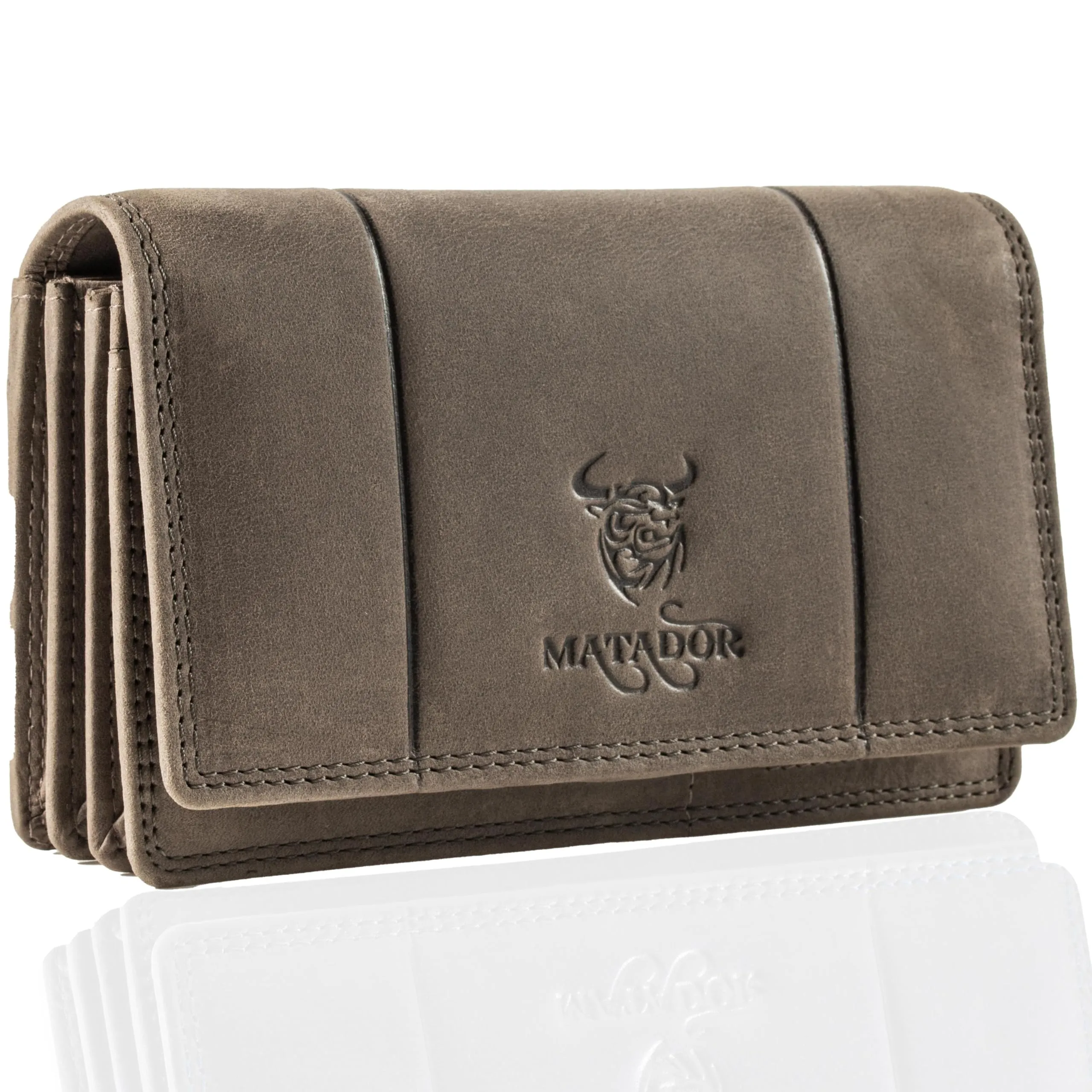 Matador Portafoglio Donna Grande in Vera Pelle RFID, Grigio - immagine 1