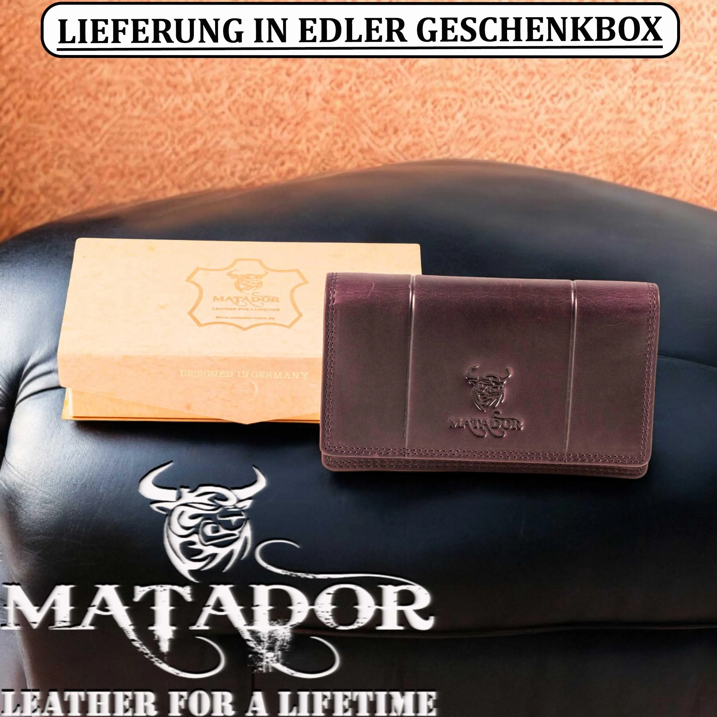 Matador Portafoglio Donna Grande in Vera Pelle RFID, Viola - immagine 5