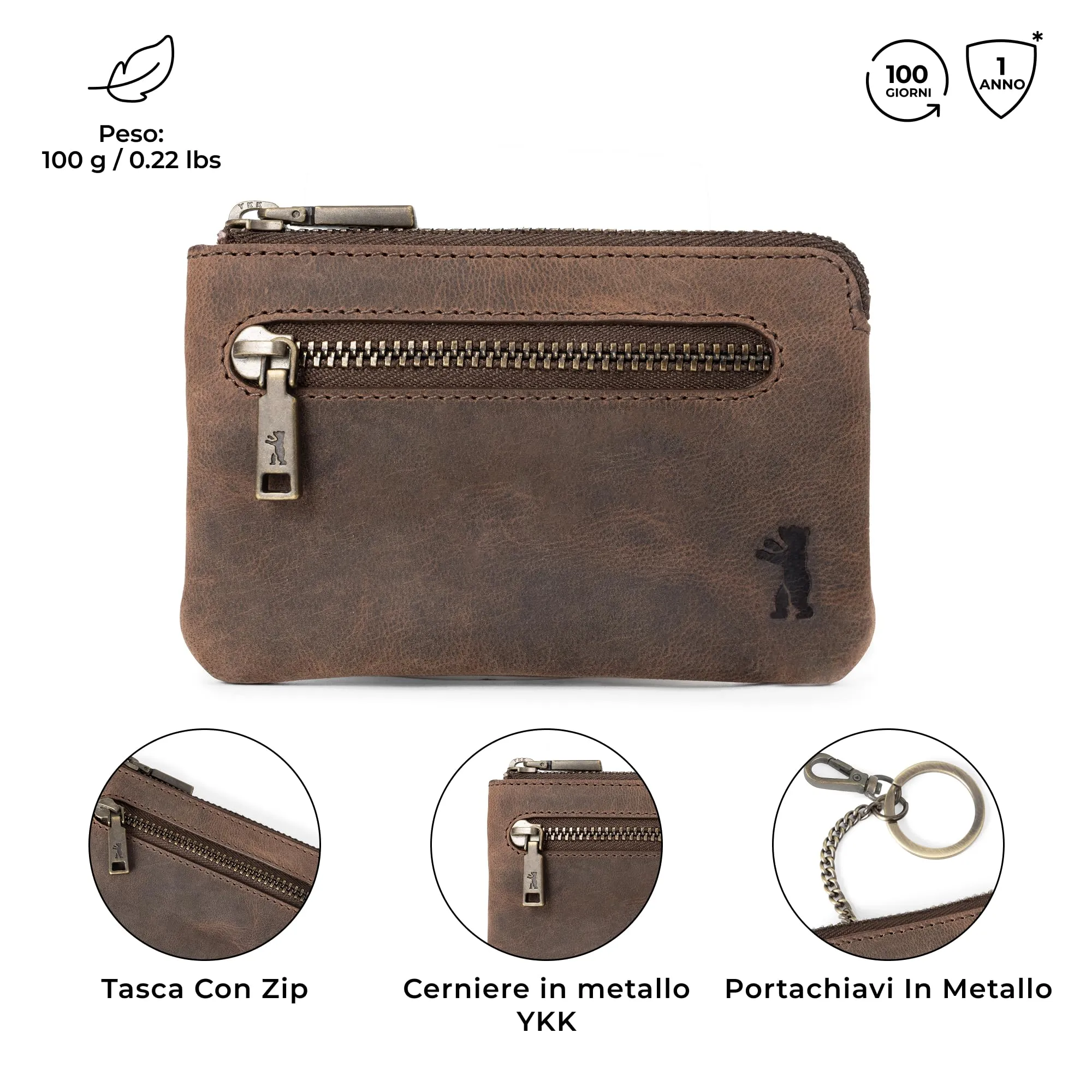 Berliner Bags Portamonete Eli Portachiavi Compatto in Vera Pelle con RFID - immagine 3