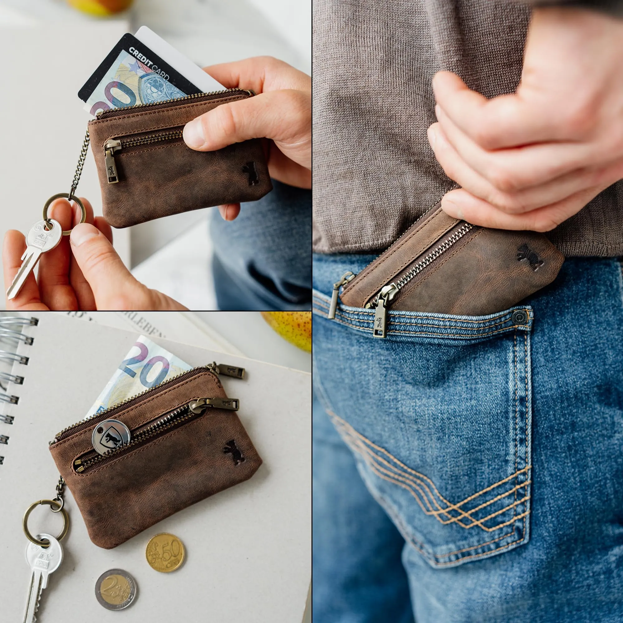 Berliner Bags Portamonete Eli Portachiavi Compatto in Vera Pelle con RFID - immagine 5