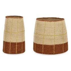 Set porta vasi piante 2 pz decorativi fibra naturale TUY Naturale e Marrone 0187127 - immagine 1