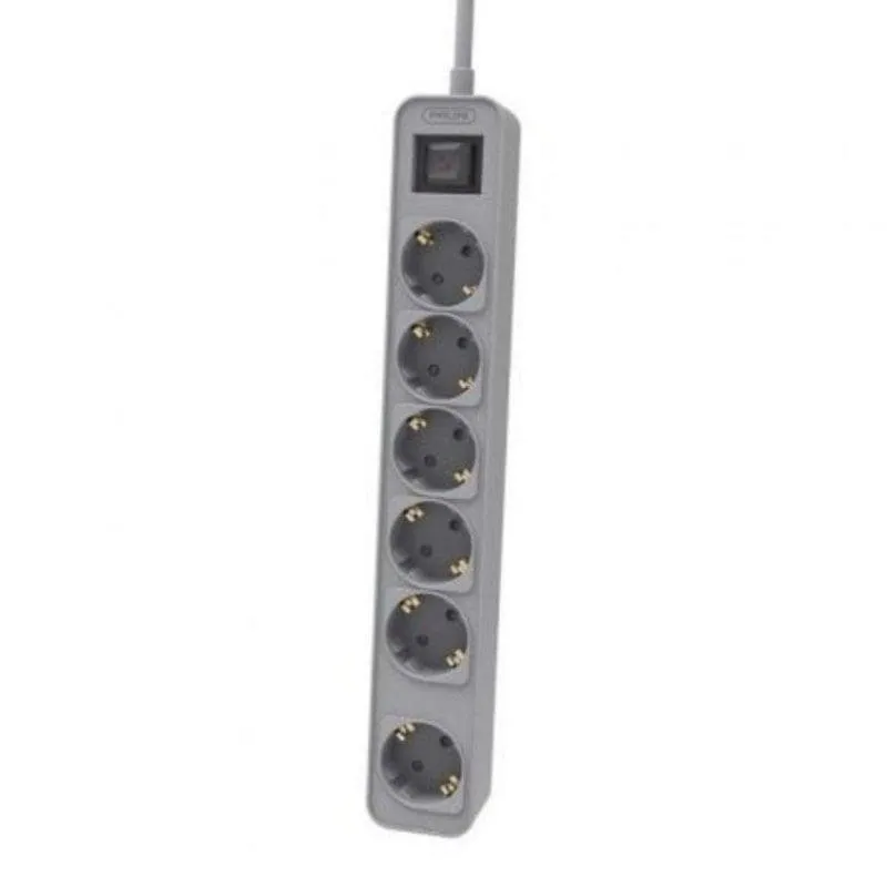 Multipresa Philips CHP2164G/10 6 prese Schuko interruttore LED sicurezza 1,5 m grigia - immagine 1