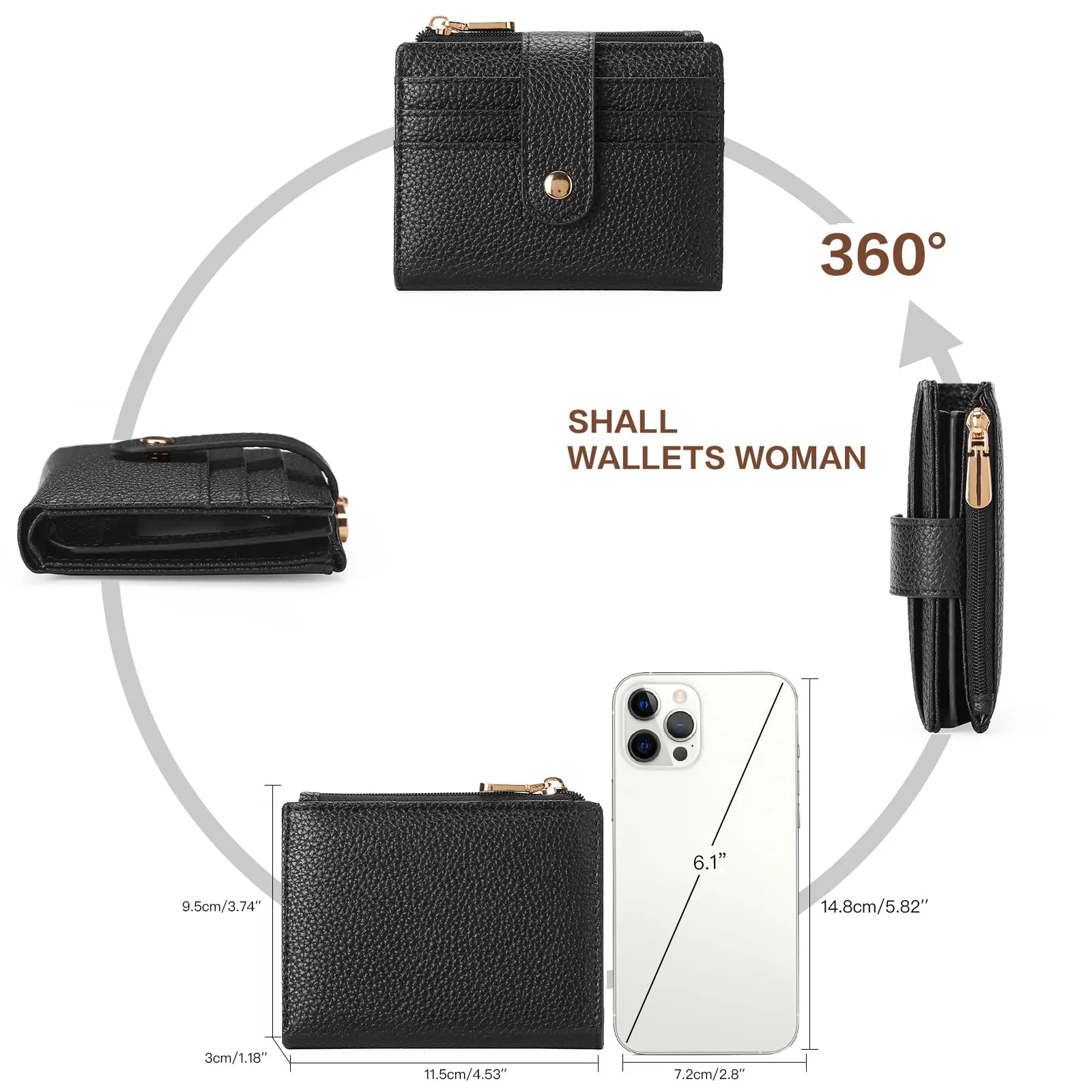 GOIACII Portafoglio Donna Piccolo in Pelle, RFID Blocco Portamonete Donna Sottile Porta Carte di Credito con 9 Scomparti per Carte e 3 Finestra di Identificazione - immagine 4