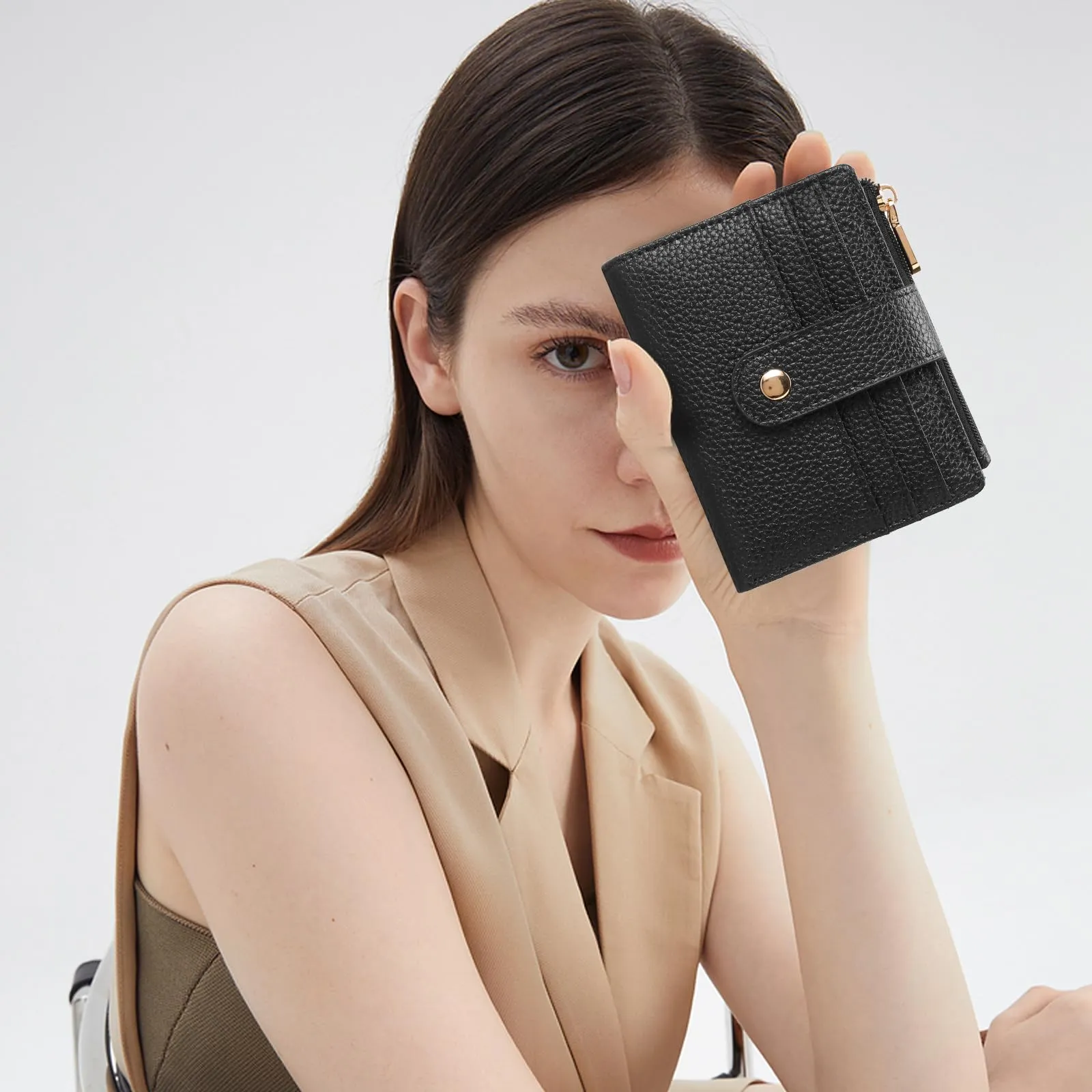GOIACII Portafoglio Donna Piccolo in Pelle, RFID Blocco Portamonete Donna Sottile Porta Carte di Credito con 9 Scomparti per Carte e 3 Finestra di Identificazione - immagine 7