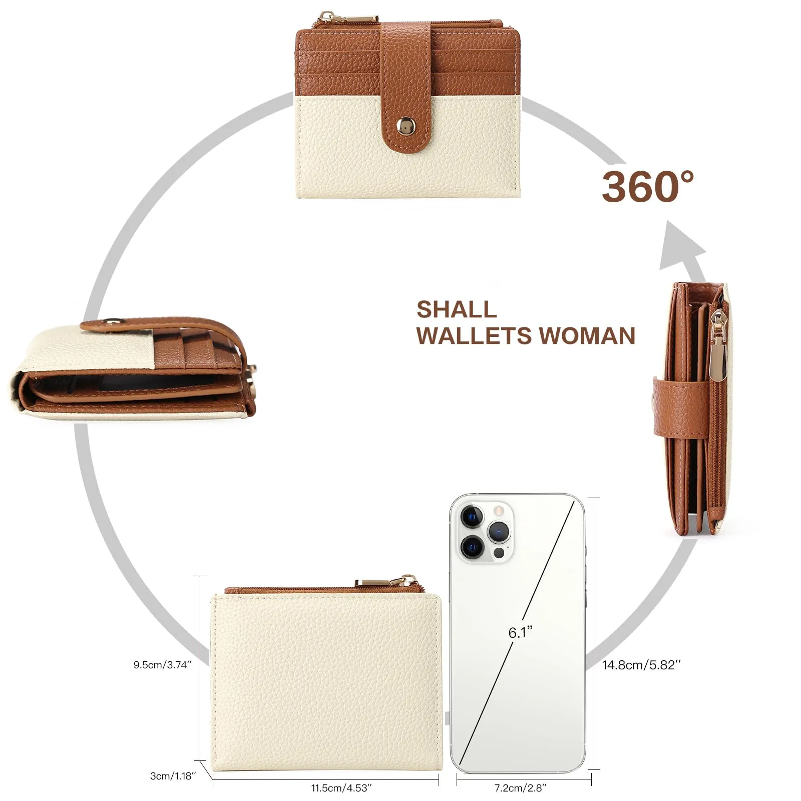 GOIACII Portafoglio Donna Piccolo in Pelle, RFID Blocco Portamonete Donna Sottile Porta Carte di Credito con 9 Scomparti per Carte e 3 Finestra di Identificazione - immagine 4