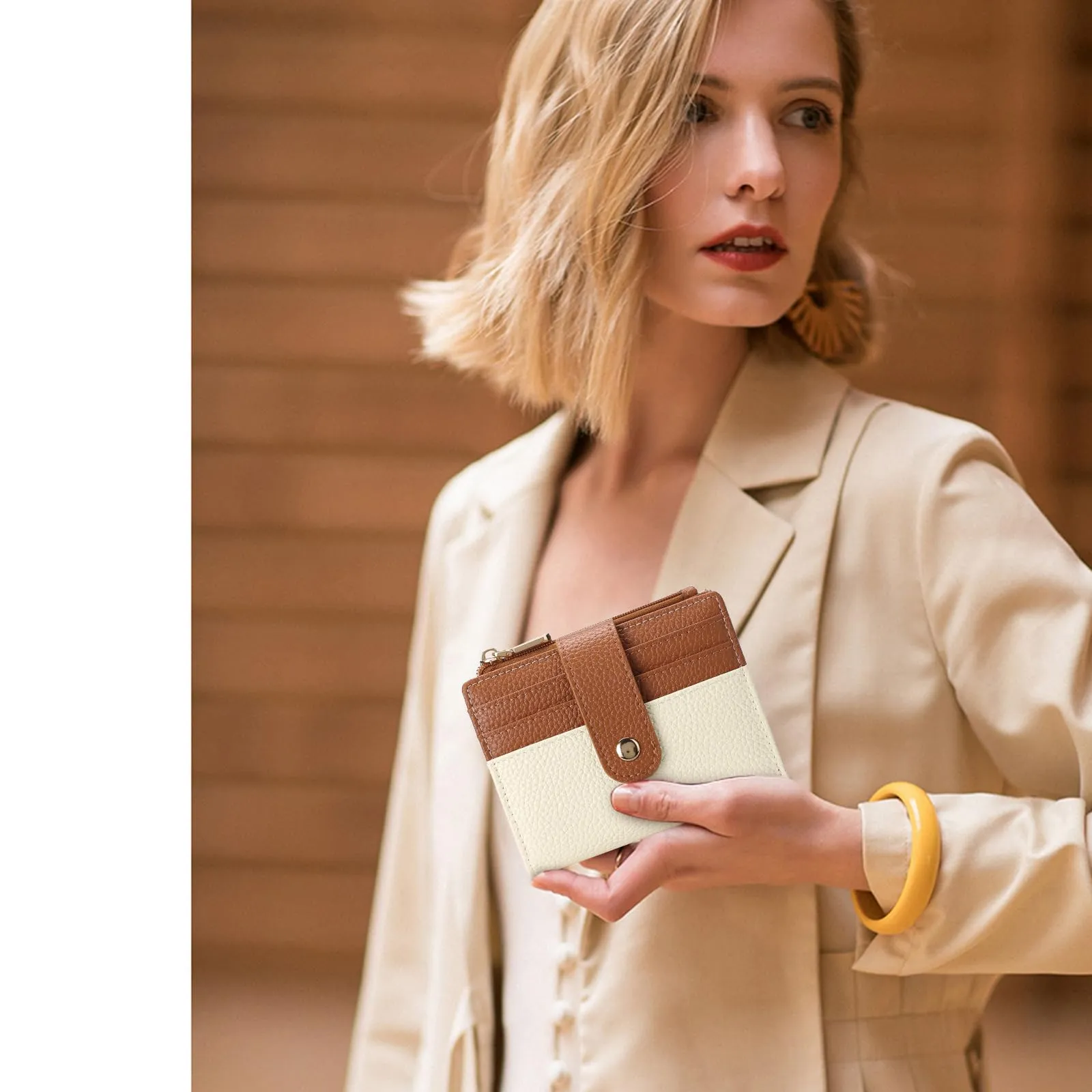 GOIACII Portafoglio Donna Piccolo in Pelle, RFID Blocco Portamonete Donna Sottile Porta Carte di Credito con 9 Scomparti per Carte e 3 Finestra di Identificazione - immagine 7