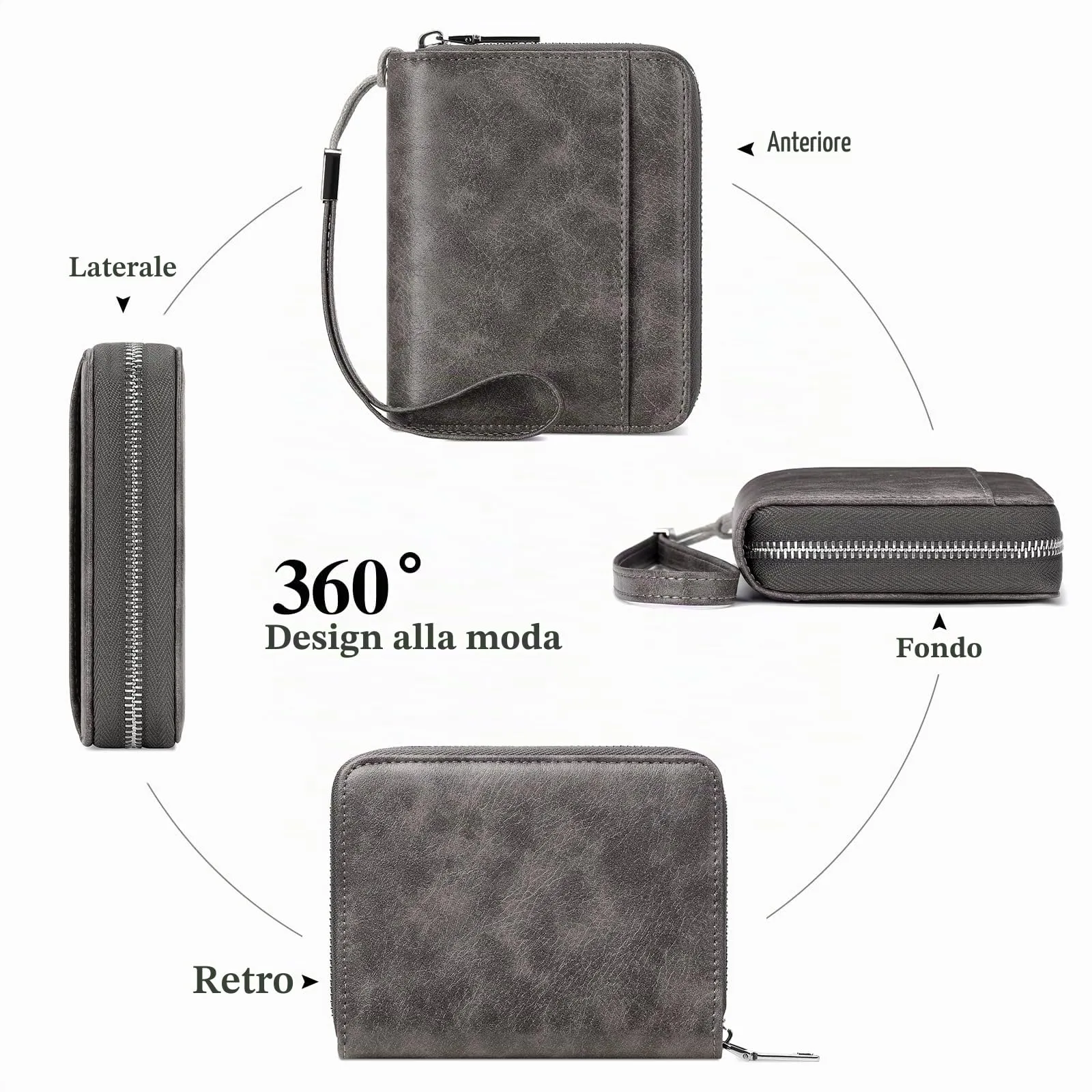 SENDEFN Portafoglio Donna in Pelle Cerniera Portamonete Piccolo Portafogli con Blocco RFID Porta Tessere Porta Carte di Credito Donna con 24 Scomparti per Carte - immagine 4