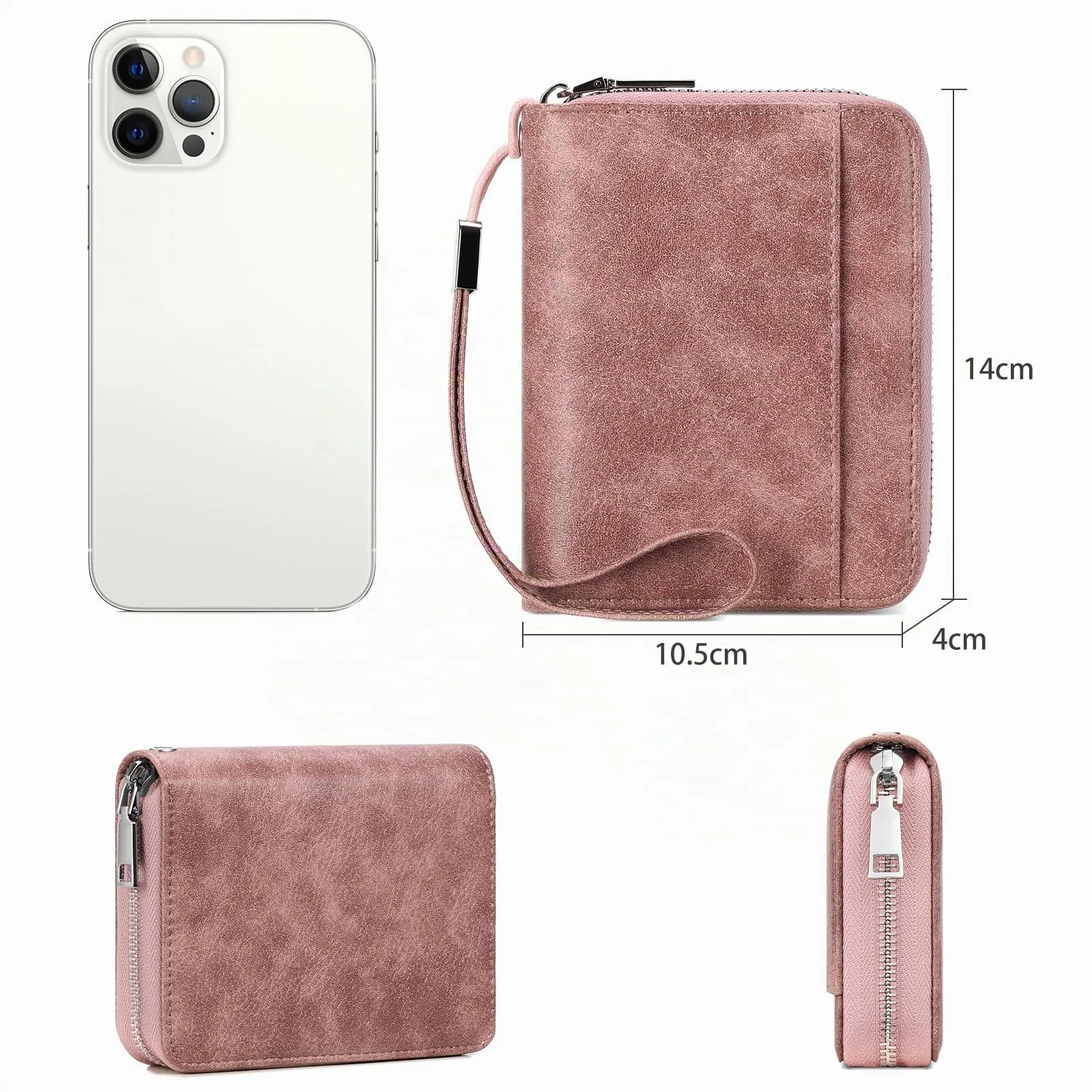 SENDEFN Portafoglio Donna in Pelle Cerniera Portamonete Piccolo Portafogli con Blocco RFID Porta Tessere Porta Carte di Credito Donna con 24 Scomparti per Carte - immagine 5