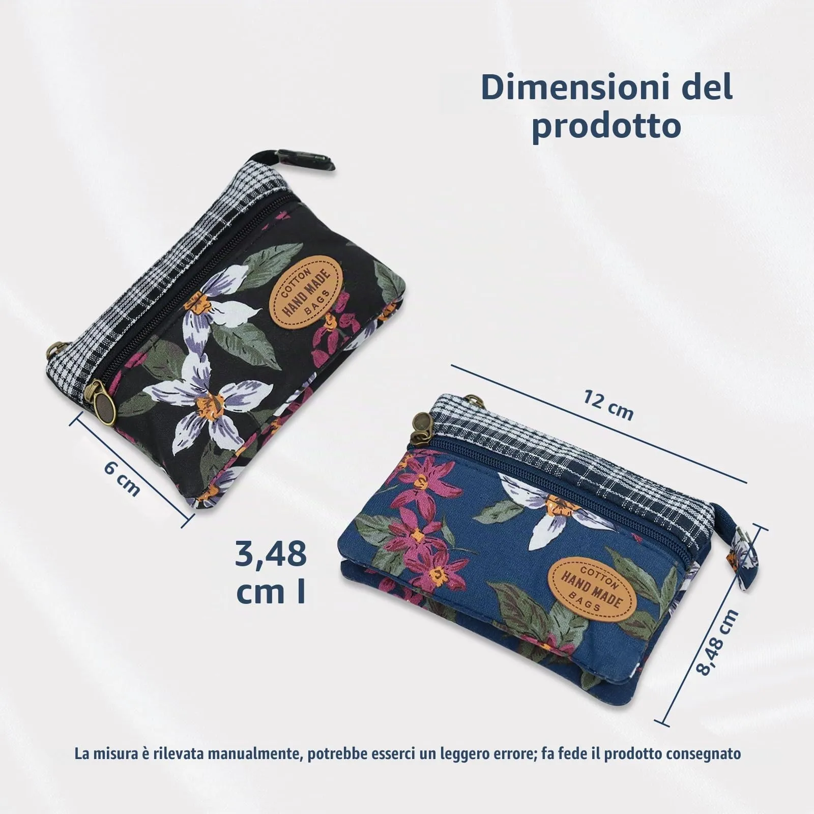 Energather Coin Purse, Porta Monete Da Donna in cotone con cerniera Portamonete Piccolo per donne e uomini, Borsellino portatile per ricevute, monete, cambio, carte - immagine 2