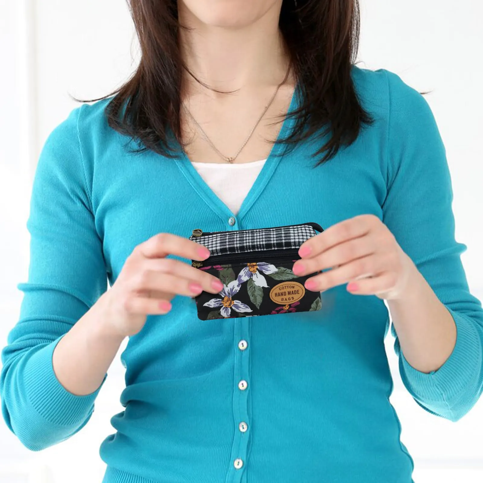 Energather Coin Purse, Porta Monete Da Donna in cotone con cerniera Portamonete Piccolo per donne e uomini, Borsellino portatile per ricevute, monete, cambio, carte - immagine 6