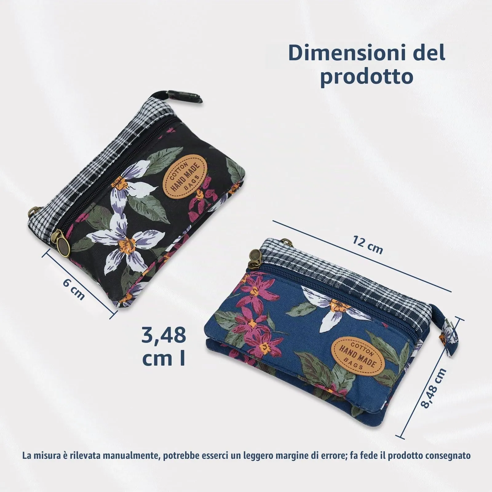 Energather Coin Purse, Porta Monete Da Donna in cotone con cerniera Portamonete Piccolo per donne e uomini, Borsellino portatile per ricevute, monete, cambio, carte - immagine 2