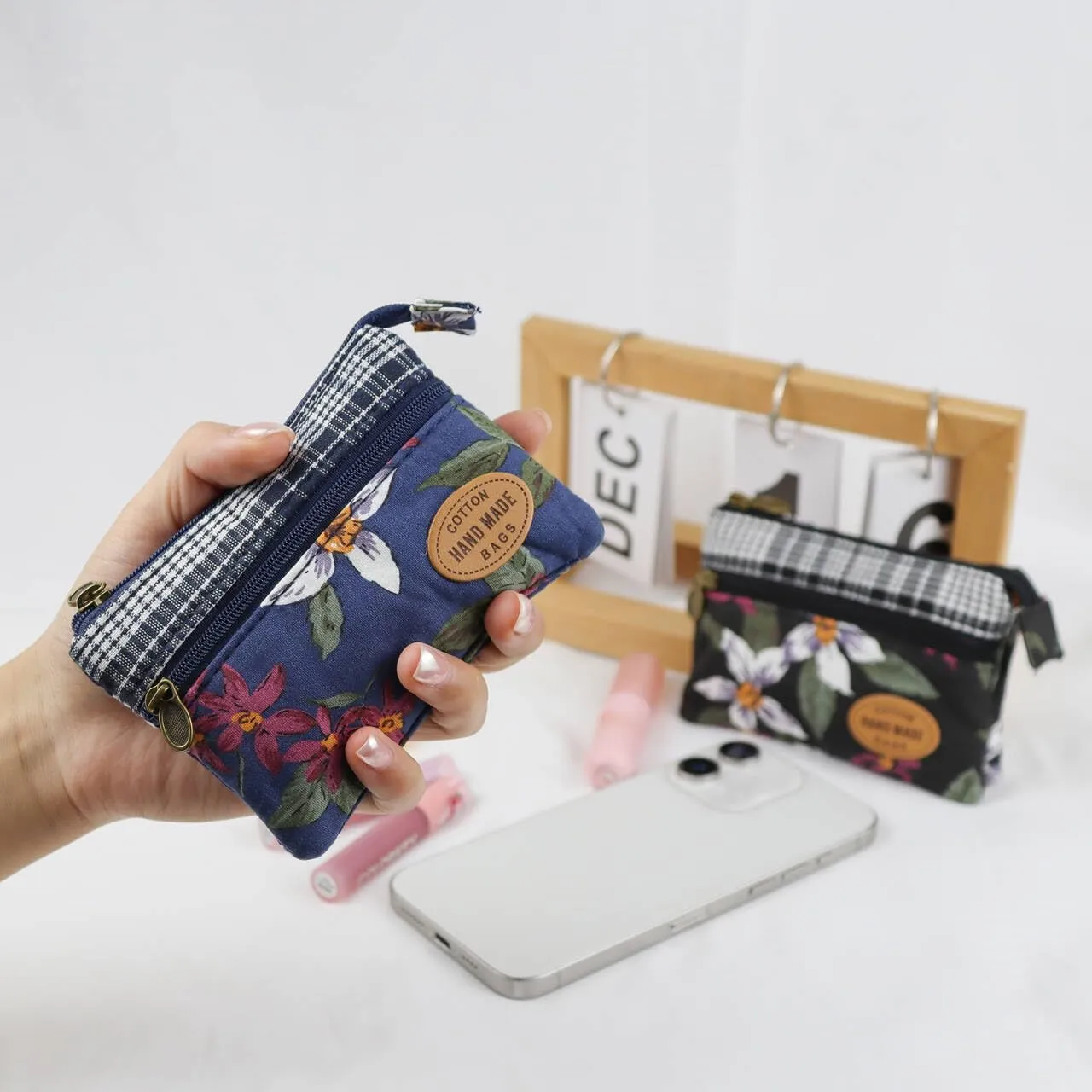 Energather Coin Purse, Porta Monete Da Donna in cotone con cerniera Portamonete Piccolo per donne e uomini, Borsellino portatile per ricevute, monete, cambio, carte - immagine 5
